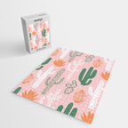 Retro hand drawn cactus plant pattern Jigsaw Puzzle Gallery Image 2