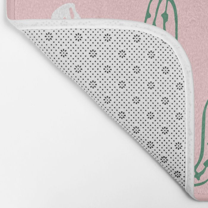 Retro hand drawn cactus plant pattern Bath Mat Gallery Image 2