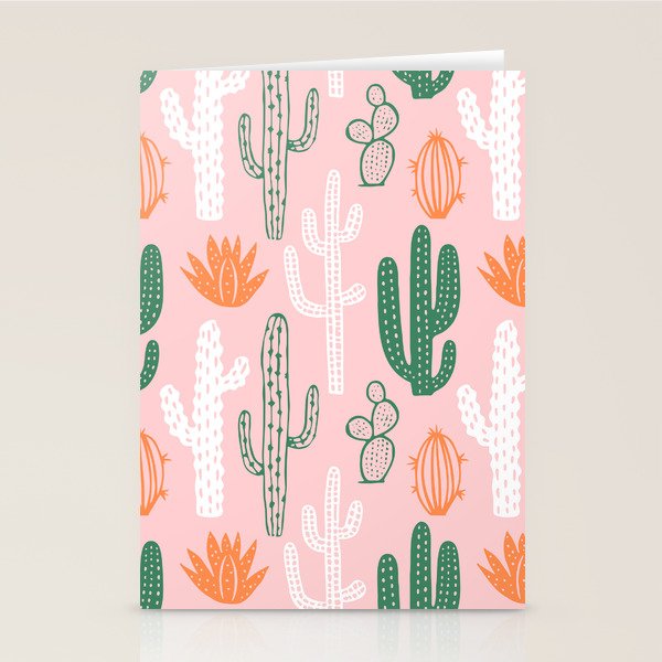 Retro hand drawn cactus plant pattern Stationery Card Gallery Image 1