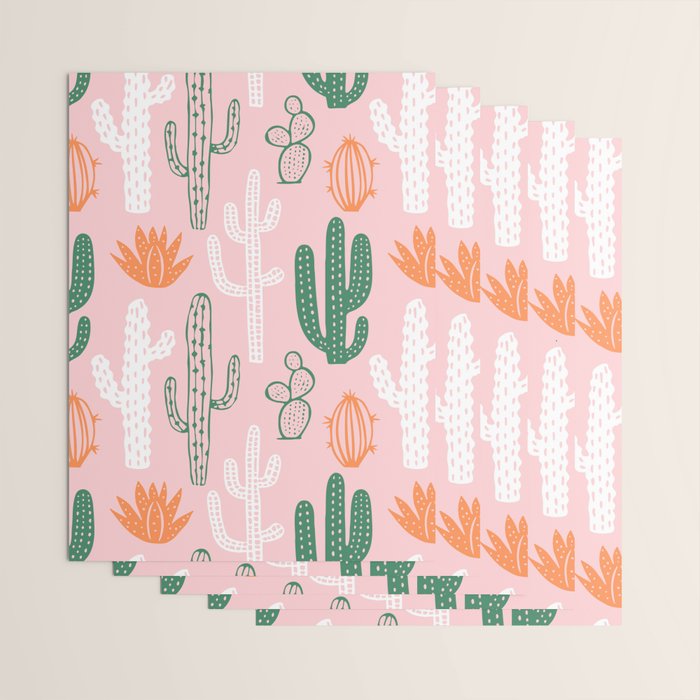 Retro hand drawn cactus plant pattern Wrapping Paper Gallery Image 3