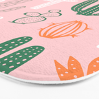 Retro hand drawn cactus plant pattern Bath Mat Gallery Image 3