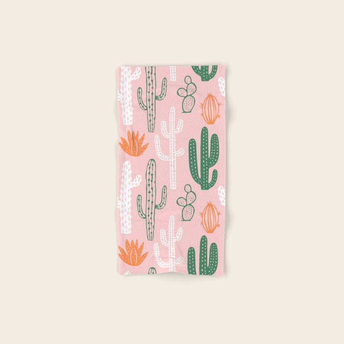 Retro hand drawn cactus plant pattern Bath Towel Gallery Image 1