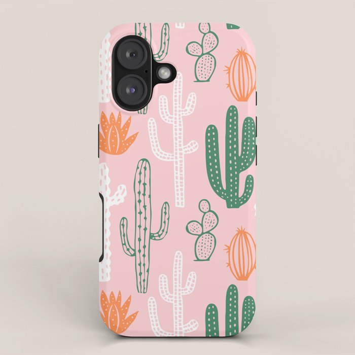 Retro hand drawn cactus plant pattern iPhone Case Gallery Image 1