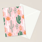Retro hand drawn cactus plant pattern Stationery Card Gallery Image 2