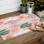 Retro hand drawn cactus plant pattern Outdoor Rug Gallery Image 2