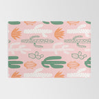 Retro hand drawn cactus plant pattern Rug Gallery Image 2