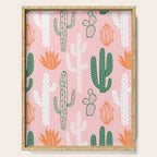 Retro hand drawn cactus plant pattern Serving Tray Gallery Image 1