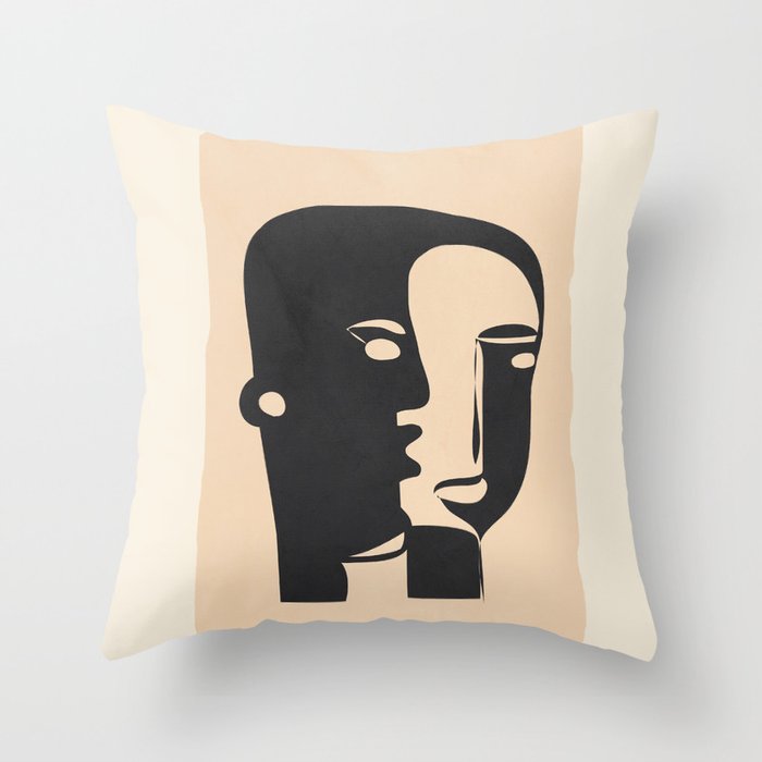 Pair of the Abstract Masks 08 Throw Pillow Gallery Image 1