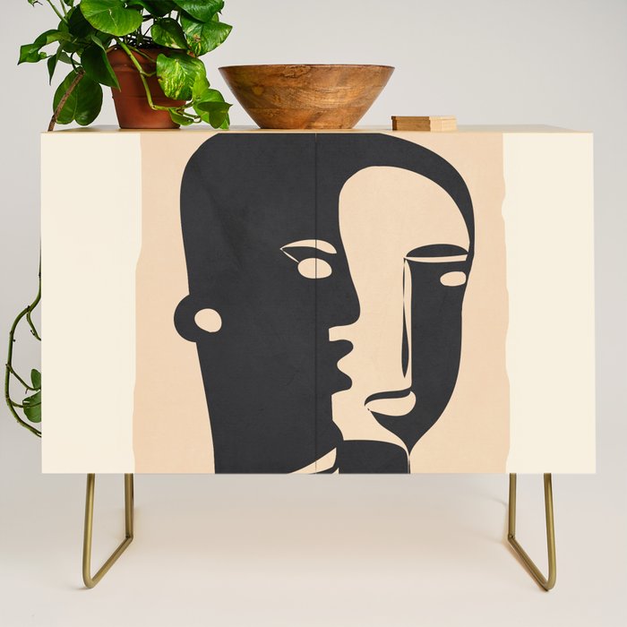 Pair of the Abstract Masks 08 Credenza Gallery Image 1