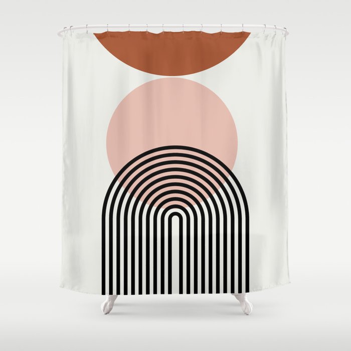 terracotta sun and moon abstract  Shower Curtain Gallery Image 1