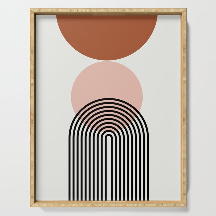terracotta sun and moon abstract  Serving Tray Gallery Image 1