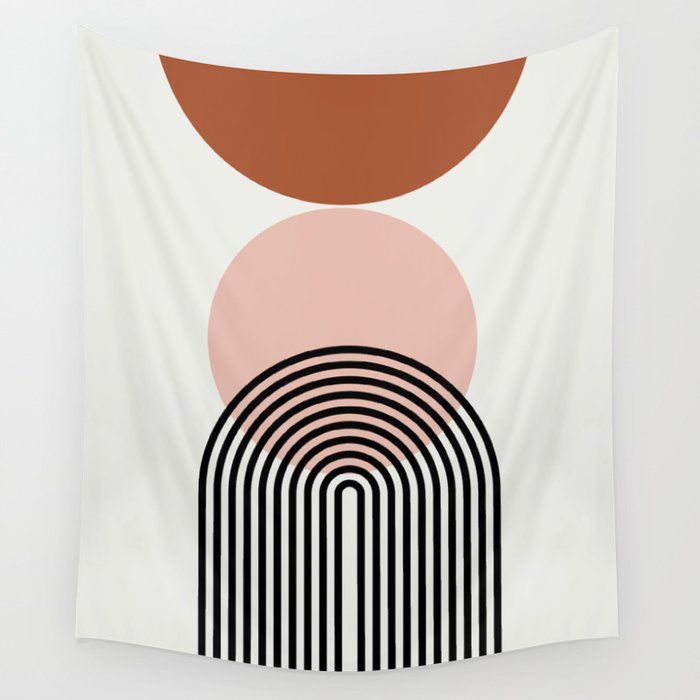 terracotta sun and moon abstract  Wall Tapestry Gallery Image 1