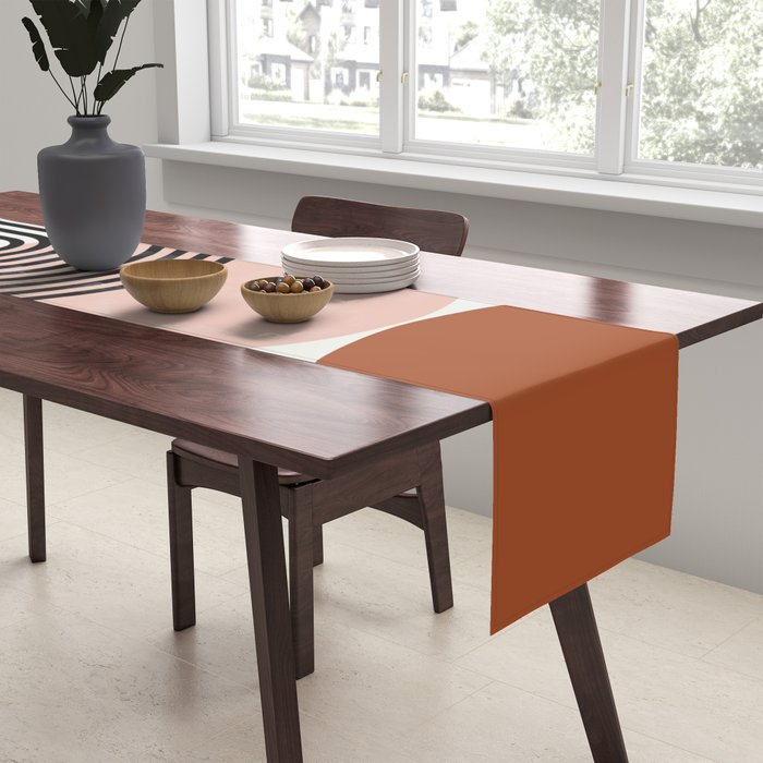 terracotta sun and moon abstract  Table Runner Gallery Image 2