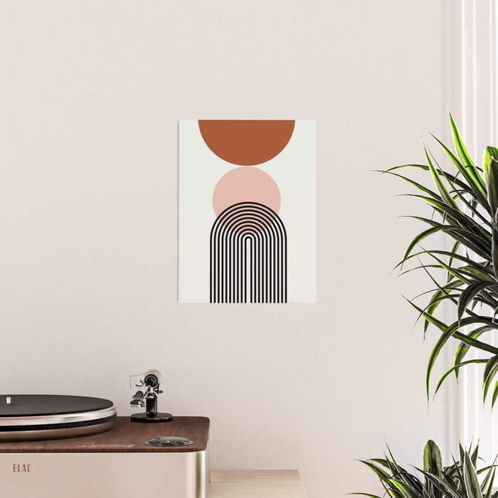 terracotta sun and moon abstract  Poster Gallery Image 2