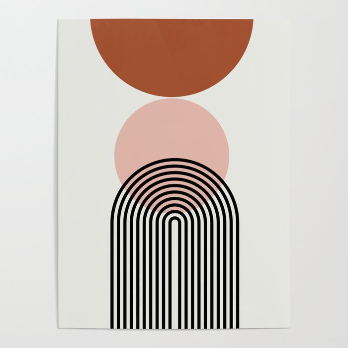 terracotta sun and moon abstract  Poster Gallery Image 1