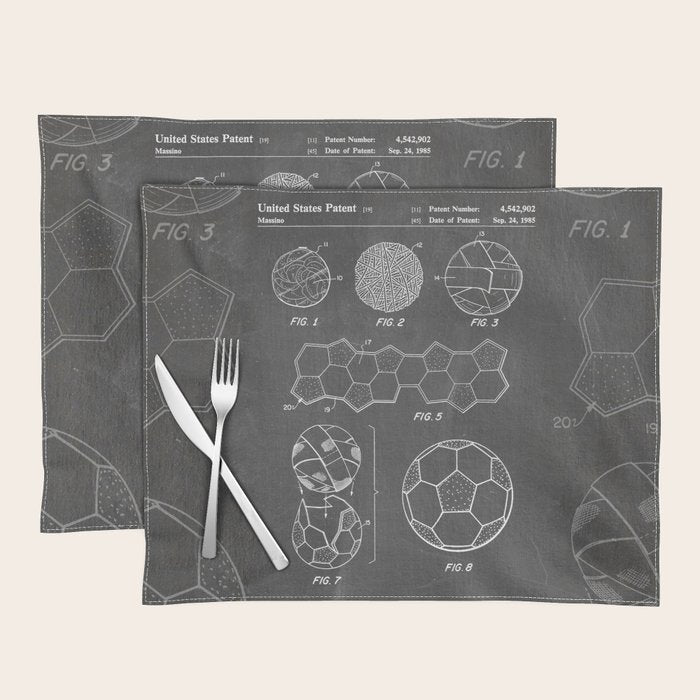Soccer Ball Patent - Football Art - Black Chalkboard Placemat Gallery Image 1