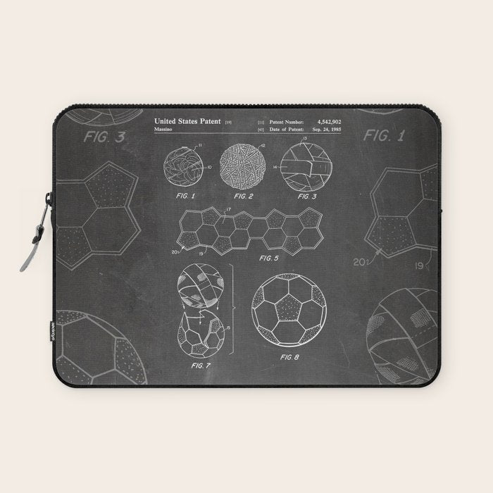 Soccer Ball Patent - Football Art - Black Chalkboard Laptop Sleeve Gallery Image 1