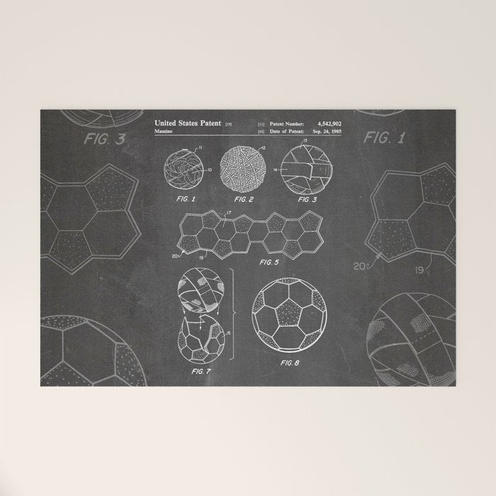 Soccer Ball Patent - Football Art - Black Chalkboard Welcome Mat Gallery Image 1