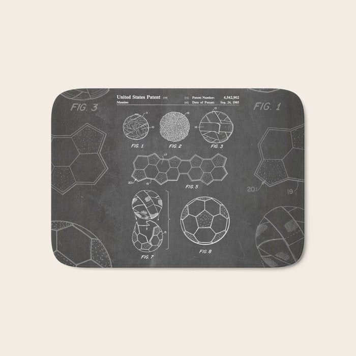 Soccer Ball Patent - Football Art - Black Chalkboard Bath Mat Gallery Image 1