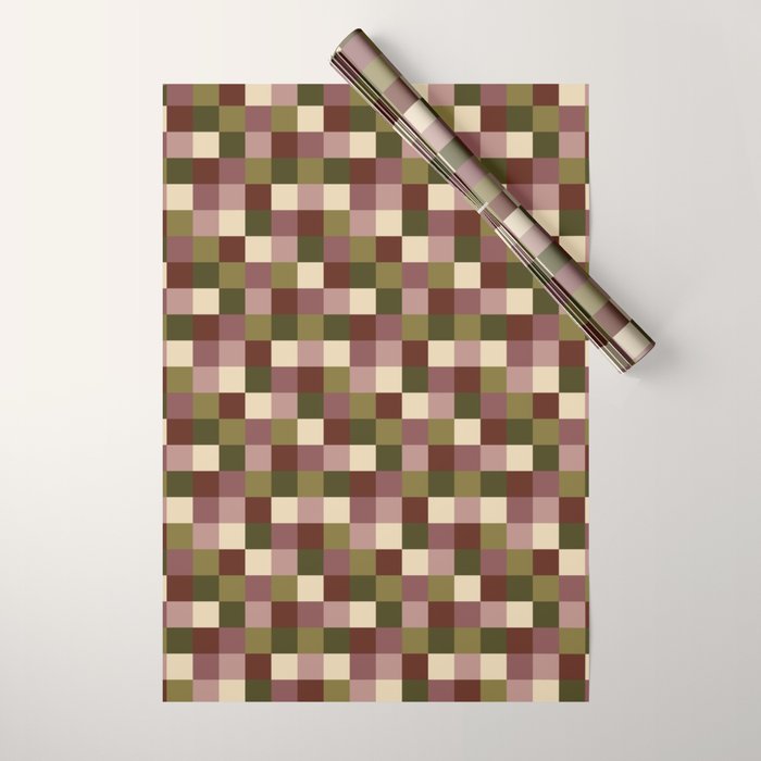 Bold Earthy Checks Pattern - Small V Wrapping Paper Gallery Image 1