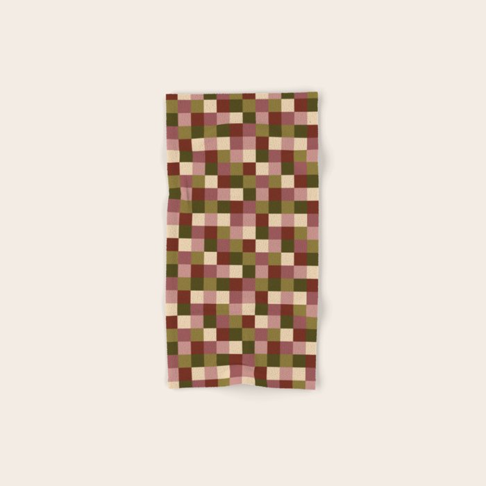 Bold Earthy Checks Pattern - Small V Bath Towel Gallery Image 1