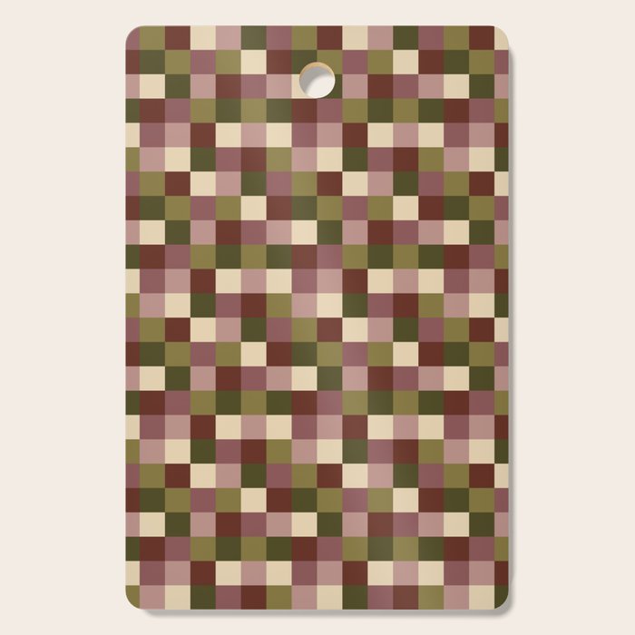 Bold Earthy Checks Pattern - Small V Cutting Board Gallery Image 1