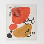 Fun Abstract Minimalist Mid Century Modern Yellow Ochre Orange Organic Shapes & Patterns Throw Blanket Gallery Image 2