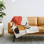 Fun Abstract Minimalist Mid Century Modern Yellow Ochre Orange Organic Shapes & Patterns Throw Blanket Gallery Image 1