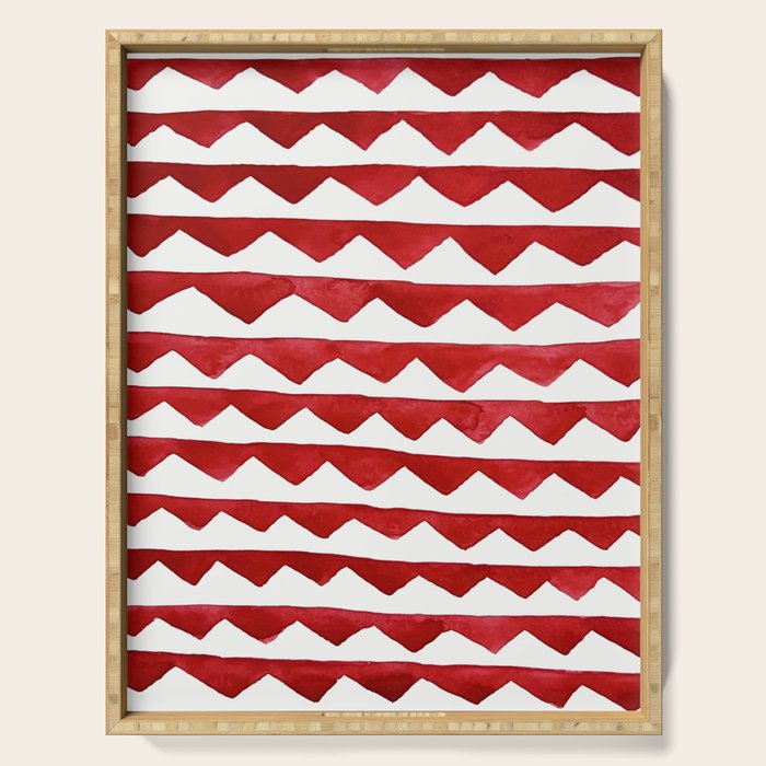 Red Triangle Lines Serving Tray Gallery Image 1