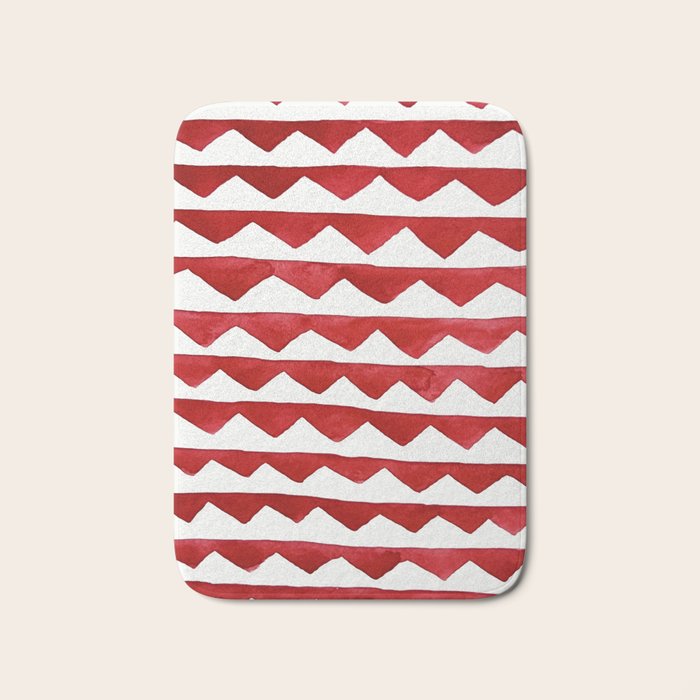 Red Triangle Lines Bath Mat Gallery Image 1