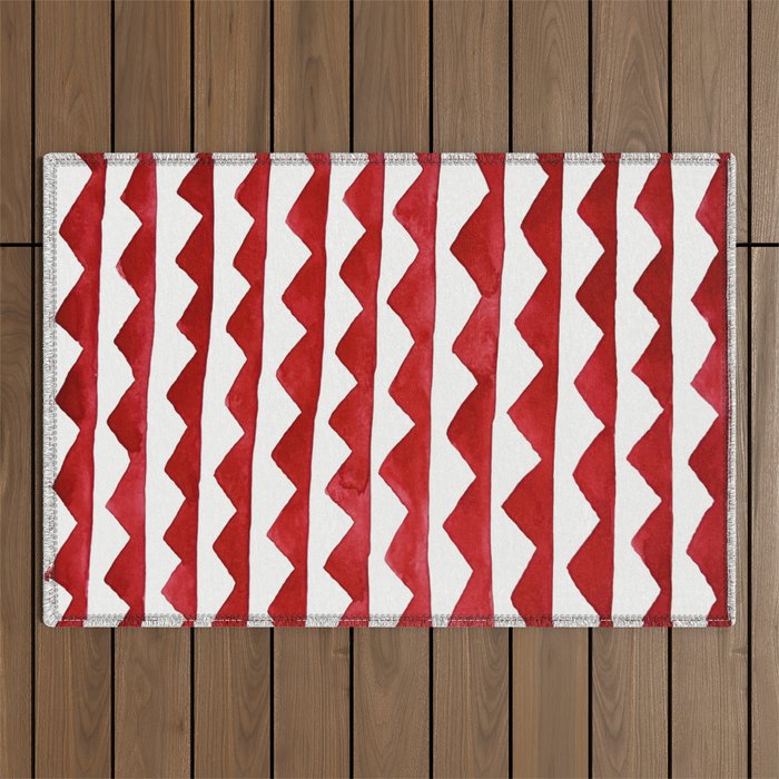 Red Triangle Lines Outdoor Rug Gallery Image 1