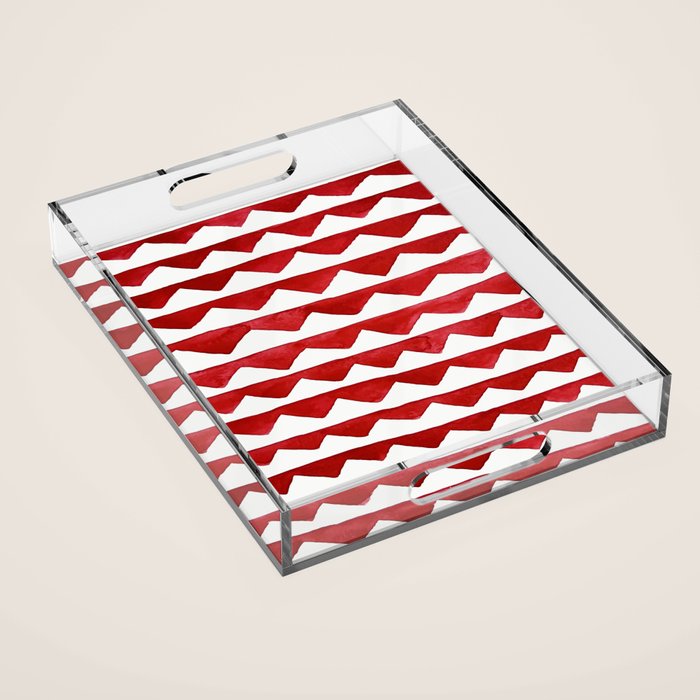 Red Triangle Lines Acrylic Tray Gallery Image 1