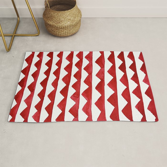 Red Triangle Lines Rug Gallery Image 1