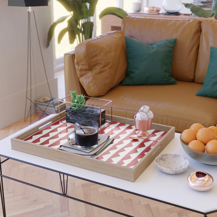 Red Triangle Lines Serving Tray Gallery Image 2