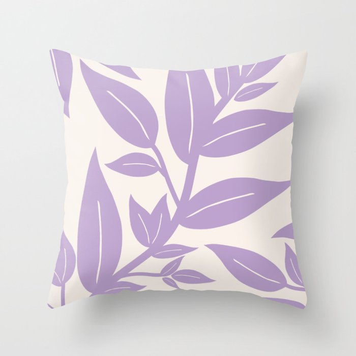Purple Leaves Botanical Throw Pillow Gallery Image 1