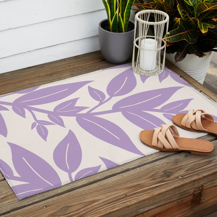 Purple Leaves Botanical Outdoor Rug Gallery Image 2