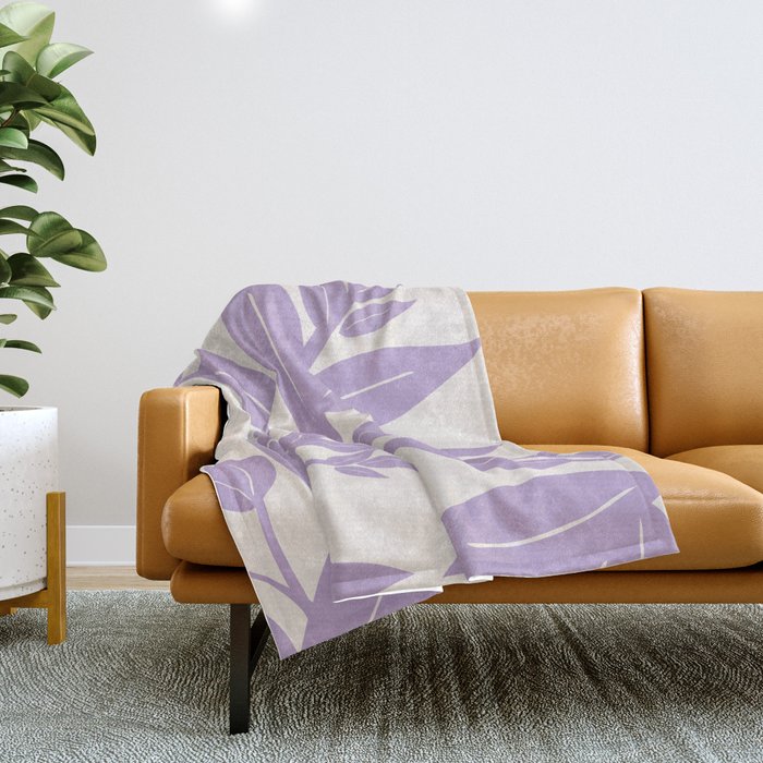 Purple Leaves Botanical Throw Blanket Gallery Image 1