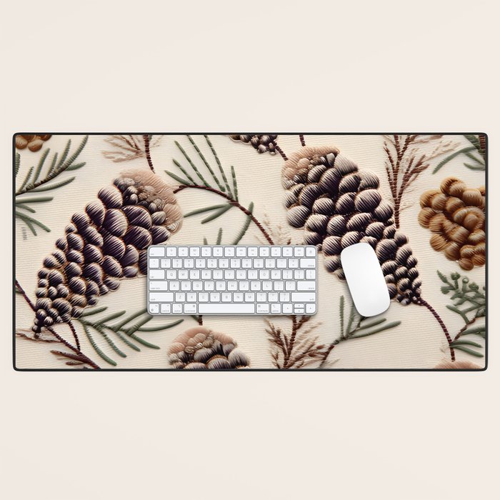 Rustic Christmas Pinecones Desk Mat Gallery Image 1