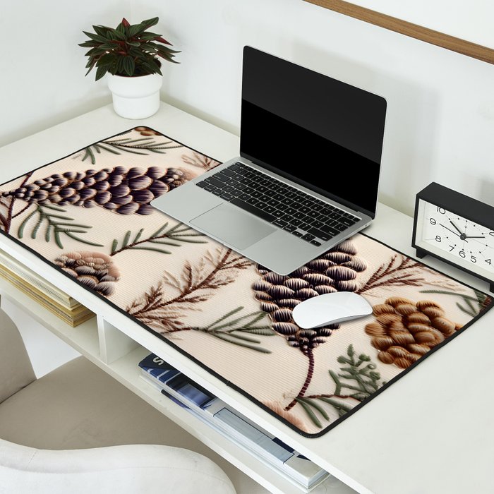 Rustic Christmas Pinecones Desk Mat Gallery Image 2