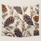 Rustic Christmas Pinecones Wall Tapestry Gallery Image 4