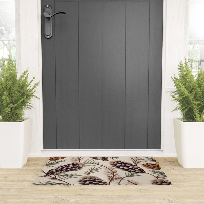Rustic Christmas Pinecones Welcome Mat Gallery Image 3