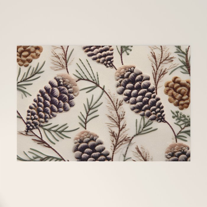 Rustic Christmas Pinecones Welcome Mat Gallery Image 1