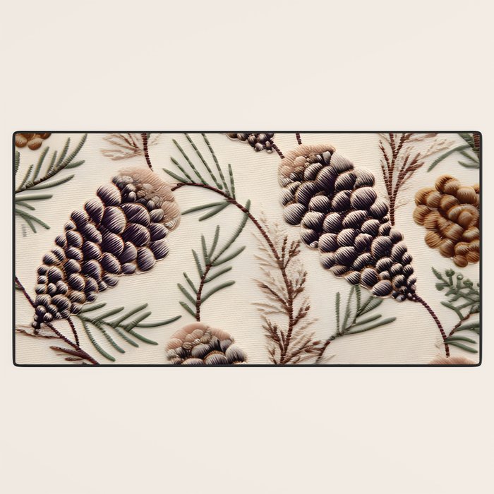 Rustic Christmas Pinecones Desk Mat Gallery Image 3