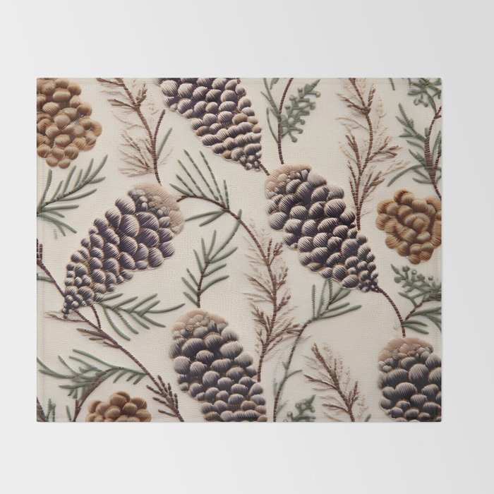 Rustic Christmas Pinecones Throw Blanket Gallery Image 2