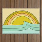 ride rainbows // retro surf soul // art by surfy birdy Outdoor Rug Gallery Image 1