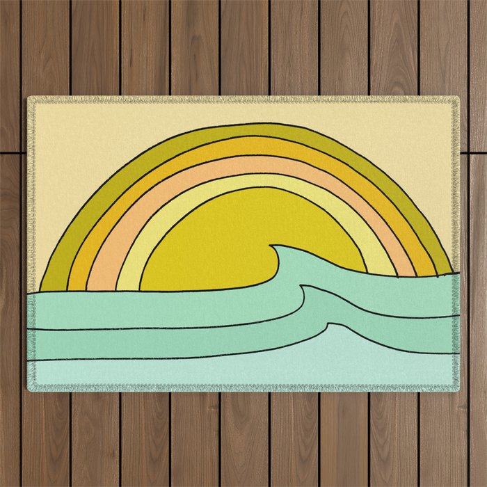 ride rainbows // retro surf soul // art by surfy birdy Outdoor Rug Gallery Image 1