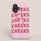 Cheers. Cocktails and Drinks in Pink and Red iPhone Case Gallery Image 1