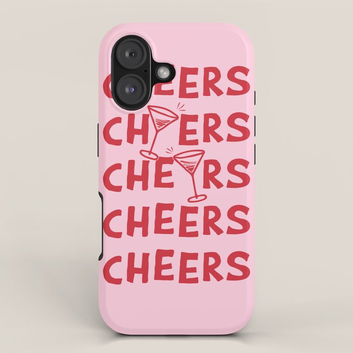 Cheers. Cocktails and Drinks in Pink and Red iPhone Case Gallery Image 1