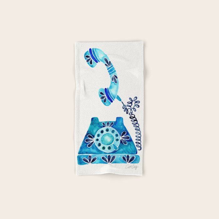 Vintage Rotary Phone - Blue Raspberry Bath Towel Gallery Image 1