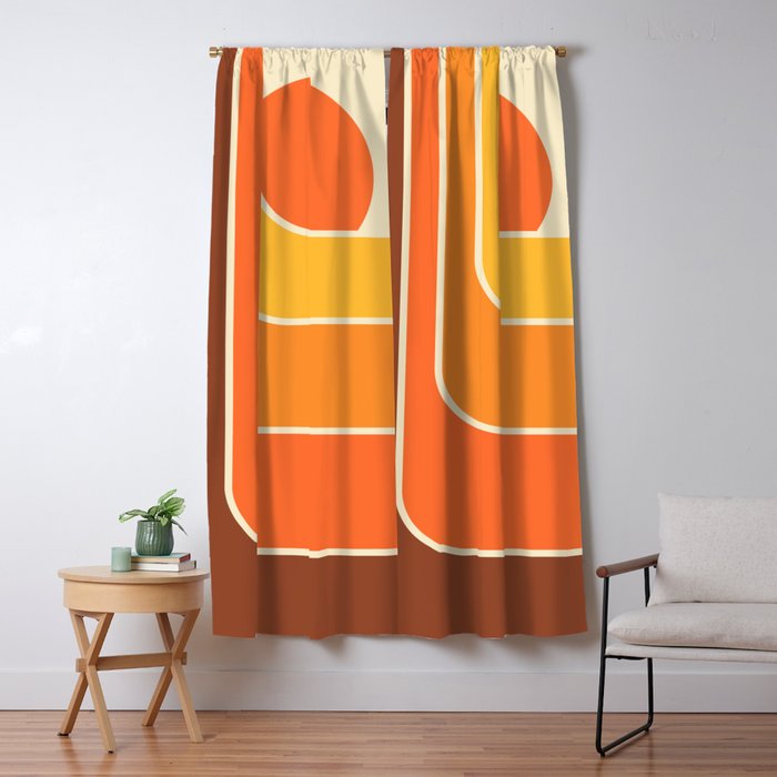 Retro Geometric Sun Set Design 421 Window Curtain Gallery Image 5